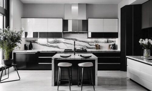 Black and white kitchen decor showcasing modern elegance and timeless style