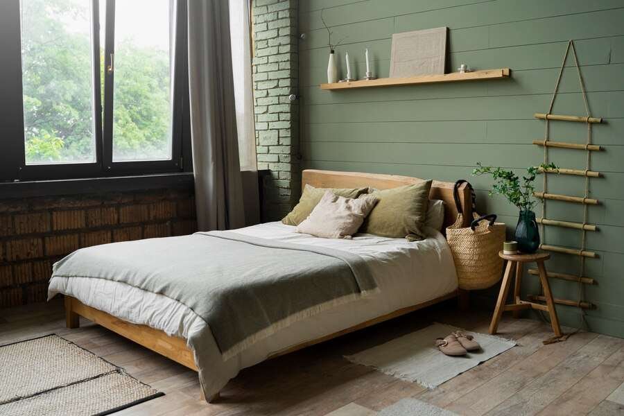 Minimalist Thuma bed frame showcasing eco-friendly materials and sleek design.